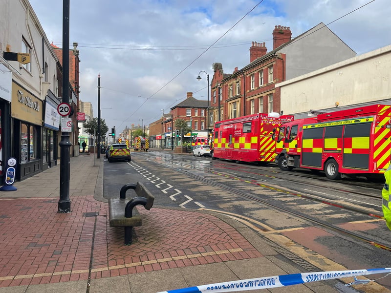 Firefighters are responding to a major fire at the former Ex Catalogue store and M&S in Lord Street, Fleetwood. Huge flames and thick black smoke can be seen billowing across the town