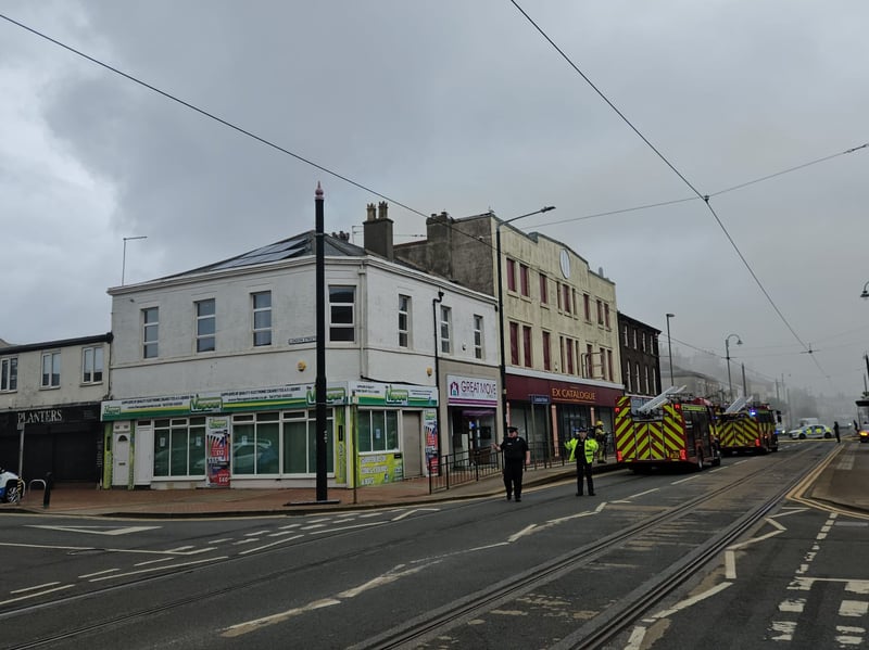 Firefighters are responding to a major fire at the former Ex Catalogue store and M&S in Lord Street, Fleetwood. Huge flames and thick black smoke can be seen billowing across the town