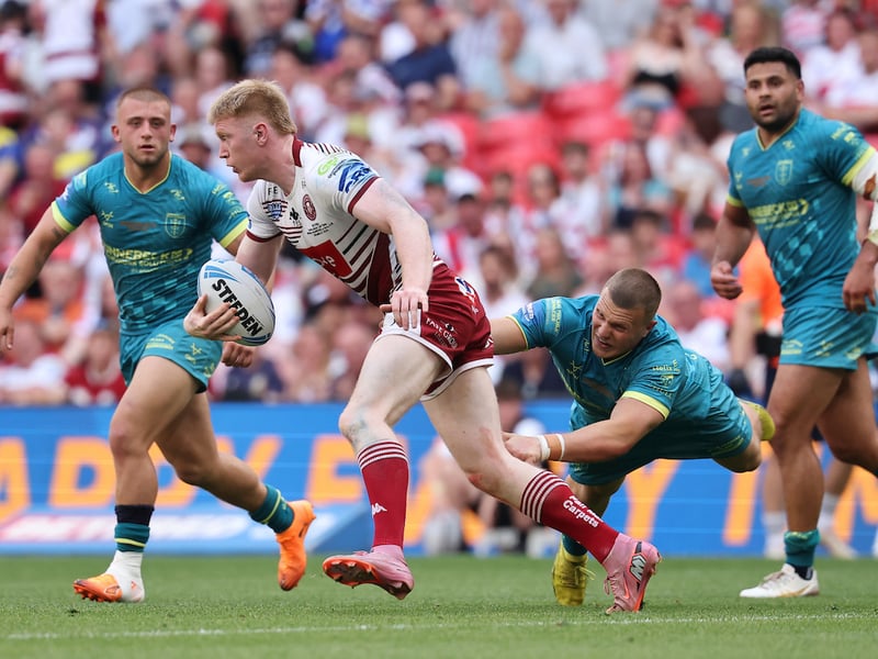 The 22-year-old is enjoying a stellar campaign and added his second Challenge Cup winner's medal to his collection. Eckersley made the most metres of any Wigan player with 171, while he also topped the charts for tackle busts, with nine to his name. Wigan registered 56 tackle busts in total.