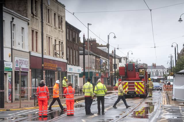 Aftermath of fire at former M&S store on Lord St in Fleetwood