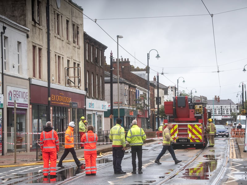 Aftermath of fire at former M&S store on Lord St in Fleetwood