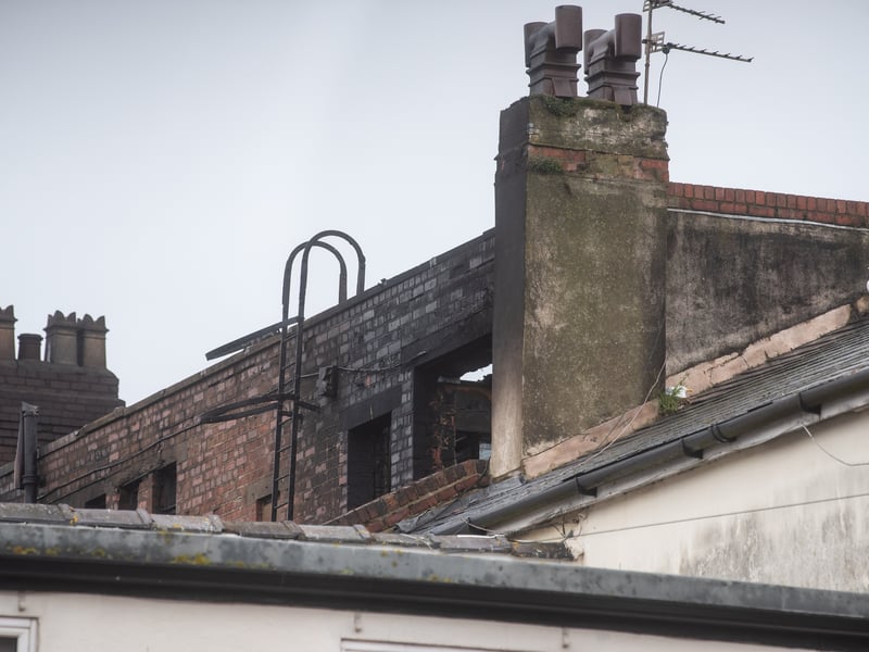 Aftermath of fire at former M&S store on Lord St in Fleetwood