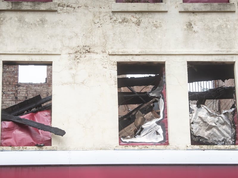 Aftermath of fire at former M&S store on Lord St in Fleetwood