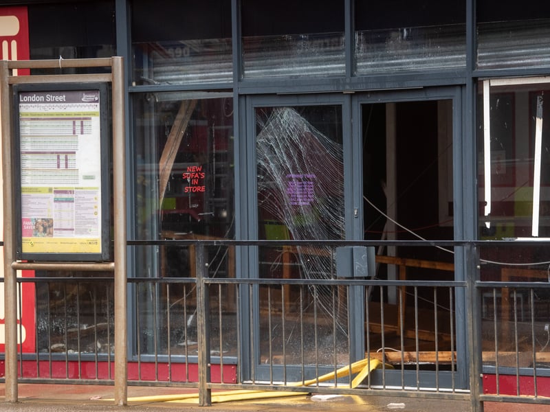 Aftermath of fire at former M&S store on Lord St in Fleetwood