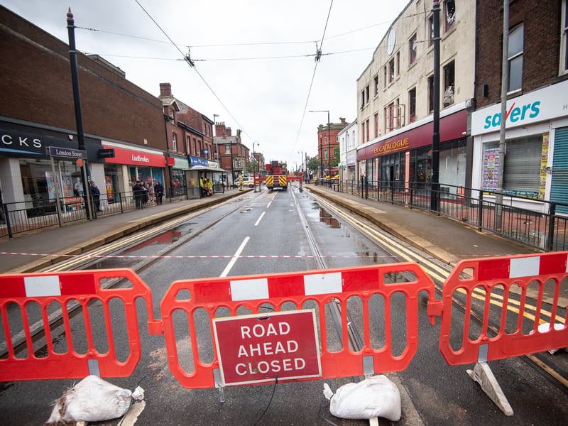 Aftermath of fire at former M&S store on Lord St in Fleetwood