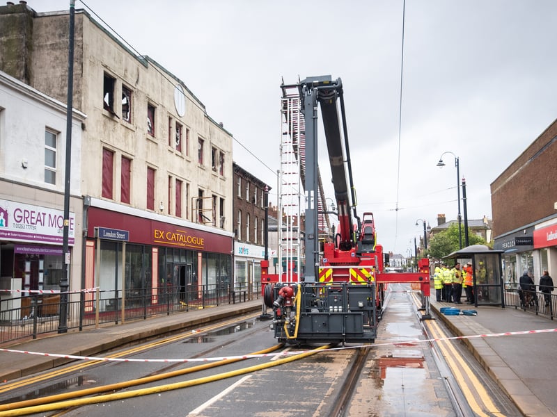 Aftermath of fire at former M&S store on Lord St in Fleetwood