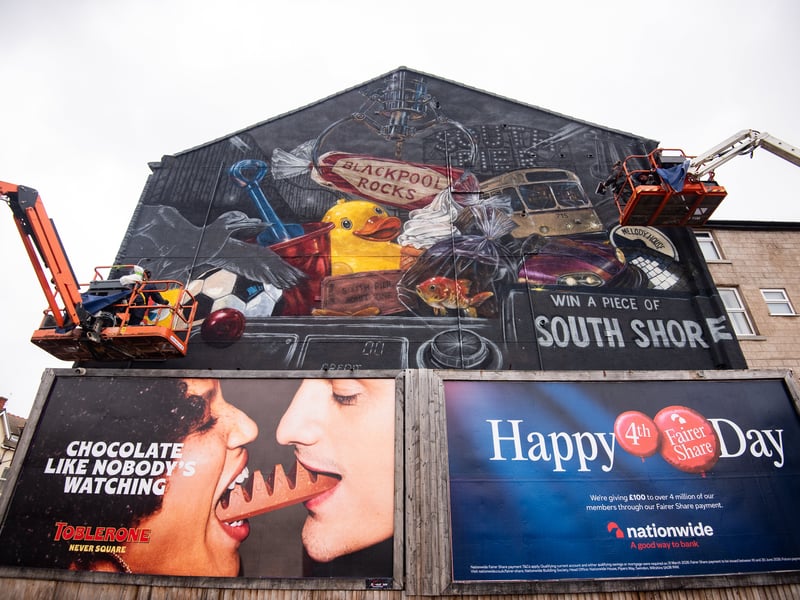 Mural in South Shore being painted by Christian Fenn AKA SECA and Hayley Garner AKA AYLO