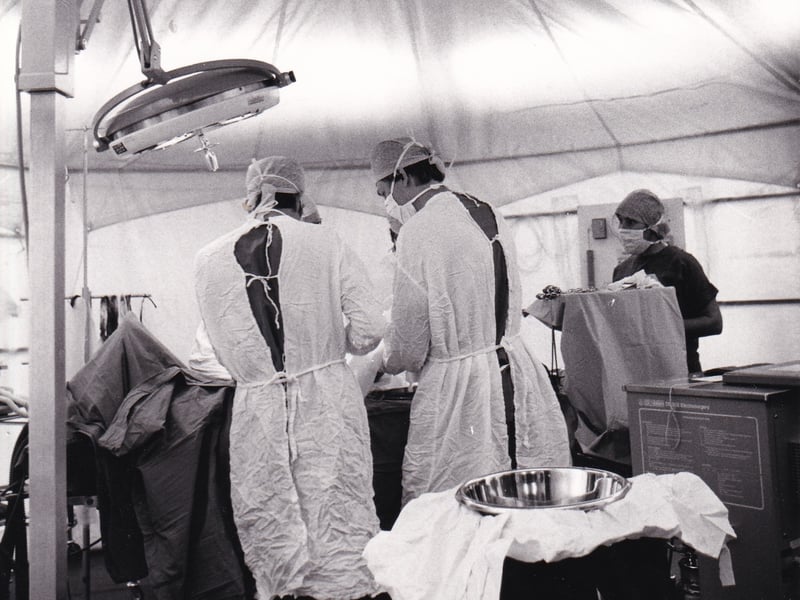 July 1982 and a 'M.A.S.H.' style tent operating theatre went into action at Chapel Allerton Hospital put up in a single storey ward. The 'big top' had been set up while the hospitals' two operating theatres had a £60,000 modernisation scheme carried out.