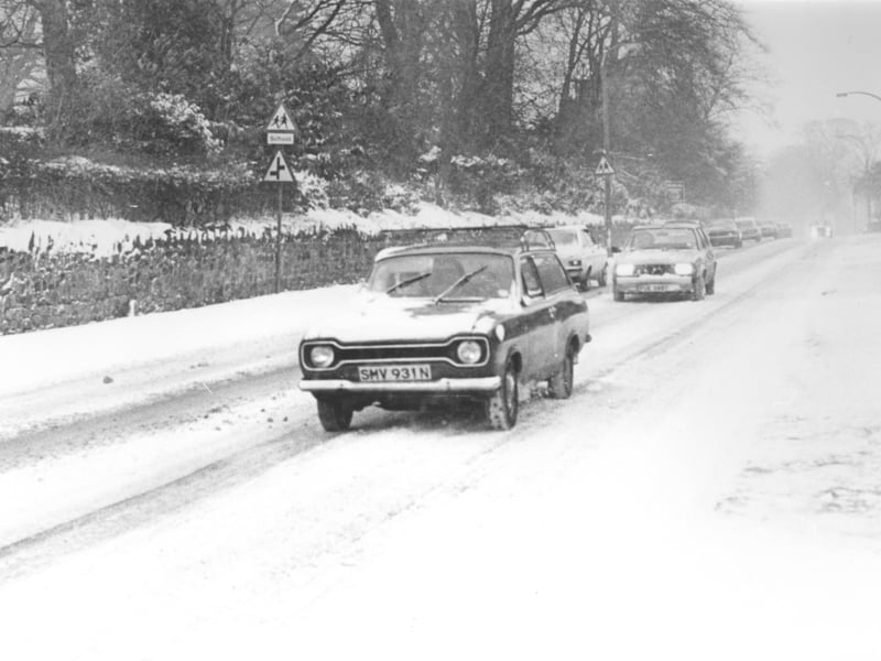 Holyhead Road, Wellington, buried under snow during the bitter freeze of January 1982.