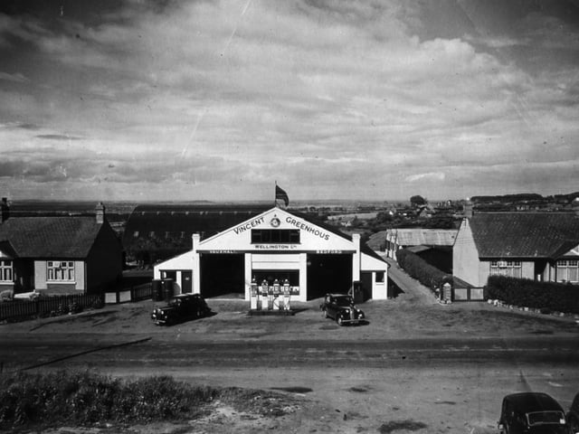 A nostalgic wartime view of Vincent Greenhous on Holyhead Road, Ketley, circa 1942, located on the old A5 and formerly known as Irving Bros.
