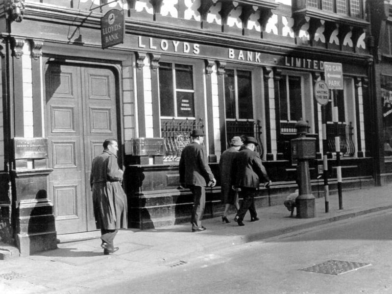 A view of the former Lloyds Bank on Pride Hill in Shrewsbury, believed to date from around 1960.