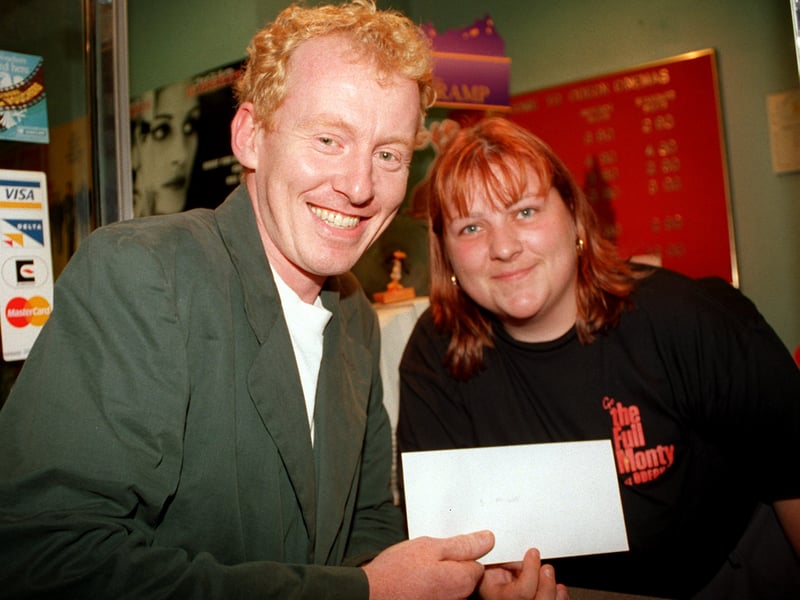 No one recognised actor Steve Huison queuing to see The Full Monty at the Leeds Odeon, minus his red hair.  But cashier Eileen Pettigrew handed him two tickets for the show.