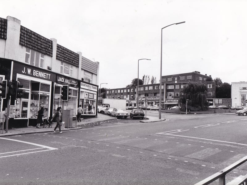 Shops on Harrogate Road pictured in October 1985.