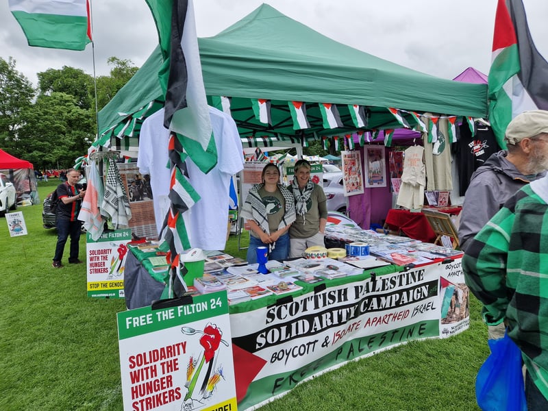 Among the hundreds of stalls at Meadows Festival 2026 was this Scottish Palestine Solidarity Campaign stall.