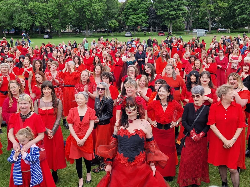 An estimated 700 people dressed as Kate Bush took to the Meadows on Saturday for the fifth Most Wuthering Heights Day in Edinburgh.