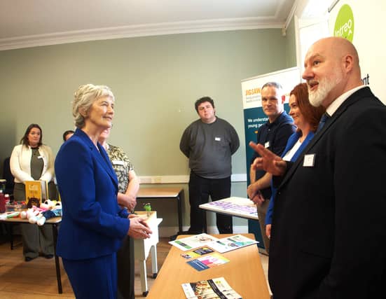 President Connolly chats meets with representatives of community organisations based at Clonmel Community Resource Centre during her visit to the centre