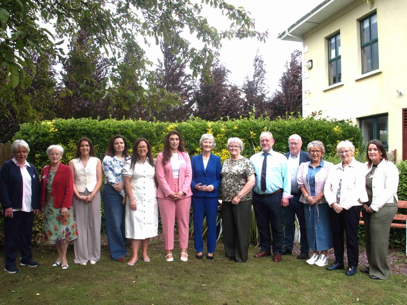 Clonmel Community Resource Centre staff and Board of Directors members pictured with President Catherine Connolly when she visited the centre on Friday, May 21. From left: Ann Deady, Cora Gentles, Laura Walsh, Agnieszka Wrobel, Sarah Quigley, Rachel Connolly, President Catherine Connolly, Naomi Burke, Paul Burke, Mark Hanratty, Catherine Murphy, Eileen Graham, Siobhan Fitzgerald. Photos Anne Marie Magorrian