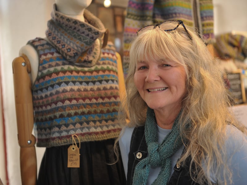 Jaki Bogg of Hot Butter Yarns from Skipton with some of her hand knitted work.