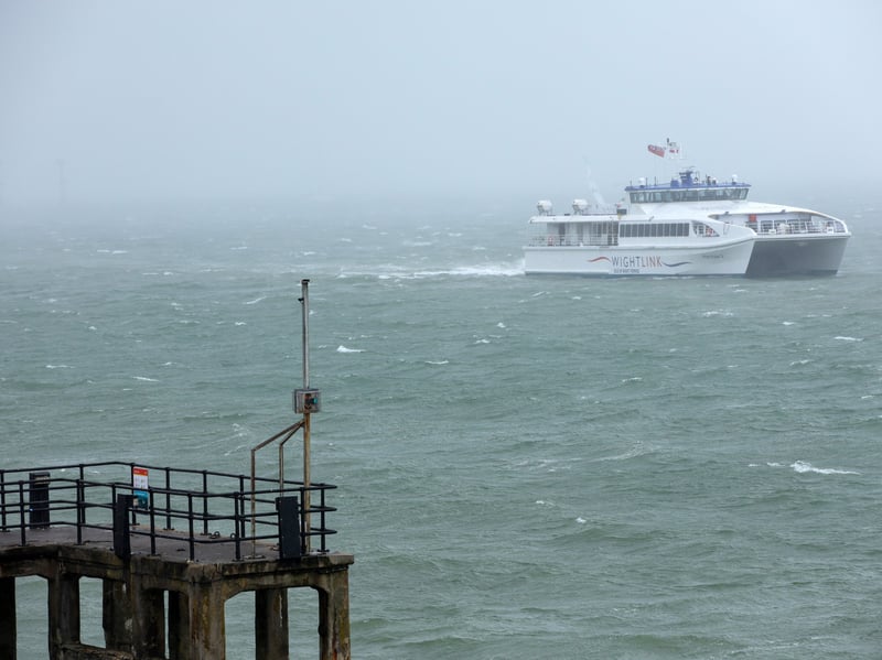 Wightlink cat coming in.  Wild weather on Saturday morning in Old Portsmouth
Picture: Chris Moorhouse (060626-05)