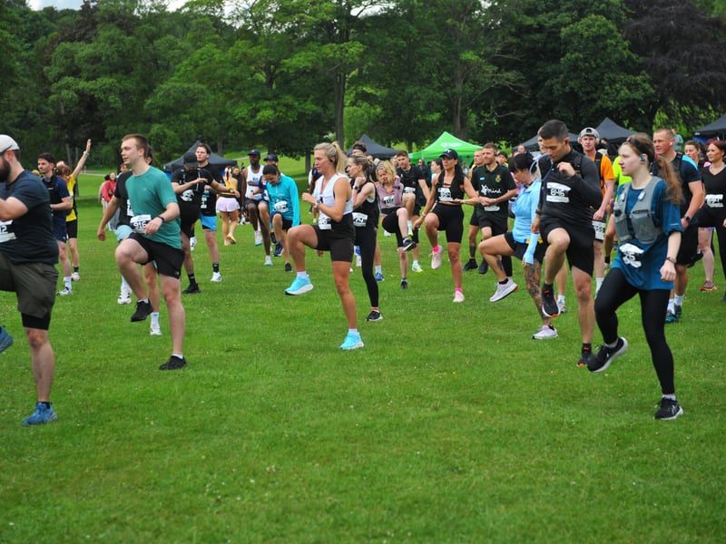There was warm-up exercises before the races got underway.