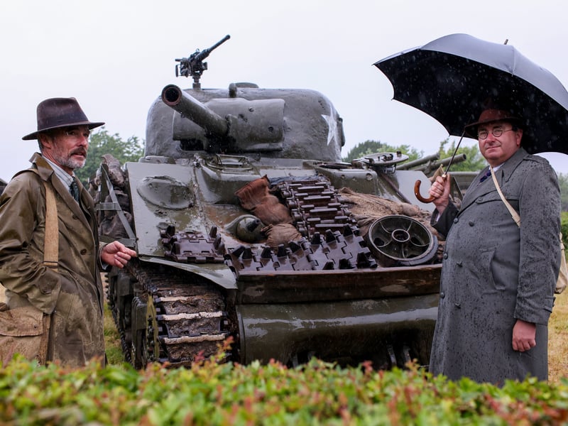 Visitors look at an American tank. Southwick Revival in the rain
Picture: Chris Moorhouse (060626-58)