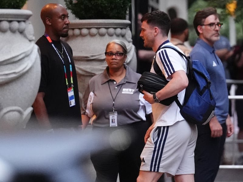 Scotland's Andrew Robertson arriving at the team hotel in Charlotte, USA.