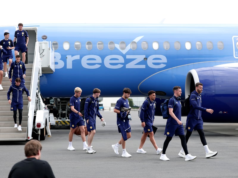 Scotland players arrive at Charlotte Douglas International Airport ahead of the FIFA World Cup 2026 on June 7.