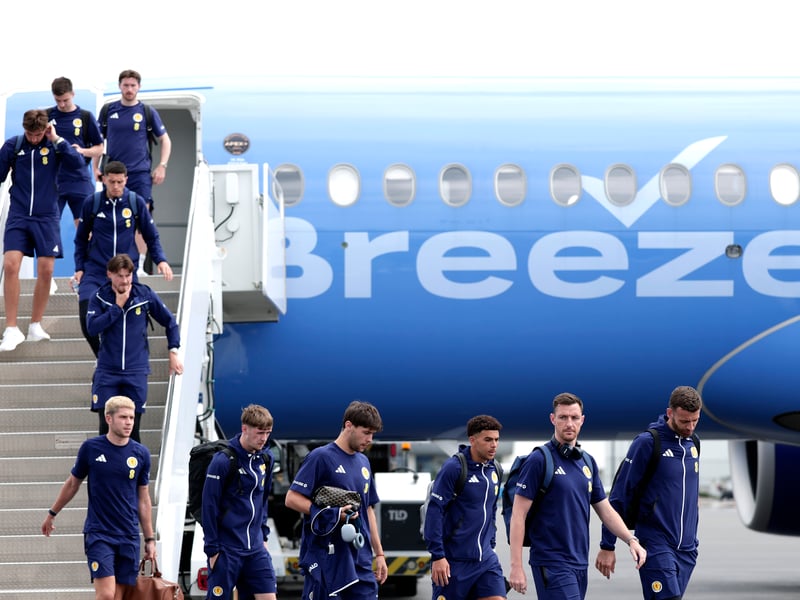 Scotland players arrive at Charlotte Douglas International Airport.