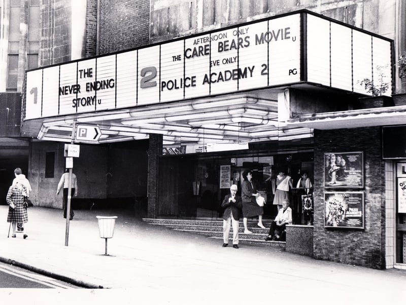 The ABC Cinema, on Angel Street, Sheffield, in August 1985, when the films showing were The Never Ending Story, Police Academy 2 and The Care Bears Movie