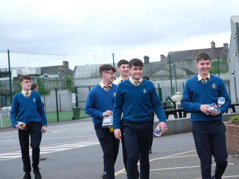 Students leaving the exam hall last Friday afternoon