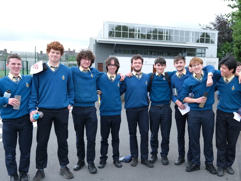 A group of CBS Thurles students together after finishing their first maths exam