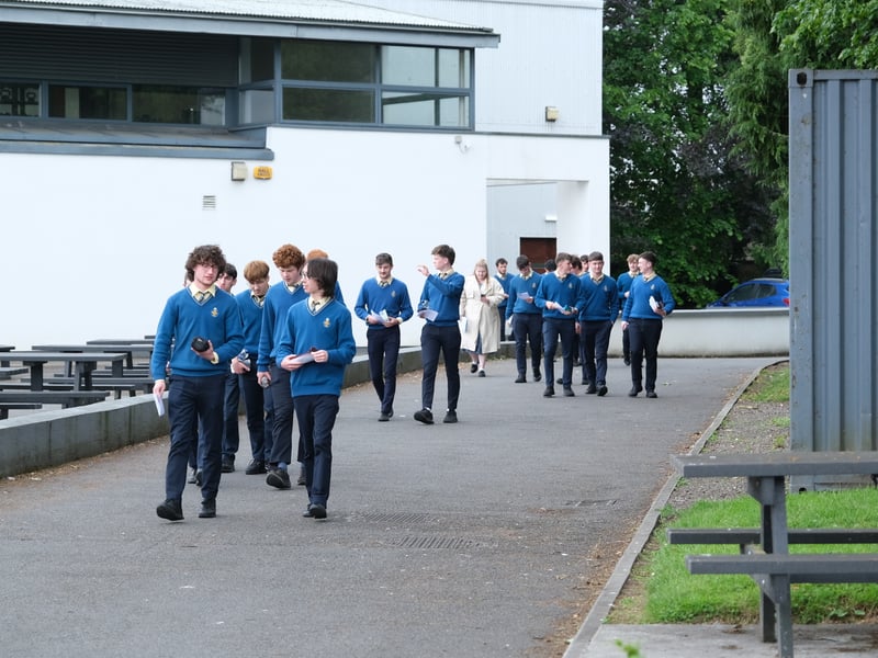 Students leaving the exam hall last Friday afternoon