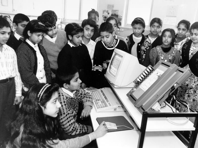 Pupils at Harehills Middle School, Leeds, pictured during a computer lesson in January 1992
