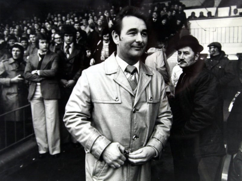 Brian Clough pictured on his return to Elland Road in February 1978. Nottingham Forest beat the Whites 3-1 in the first leg of the League Cup semi-final.