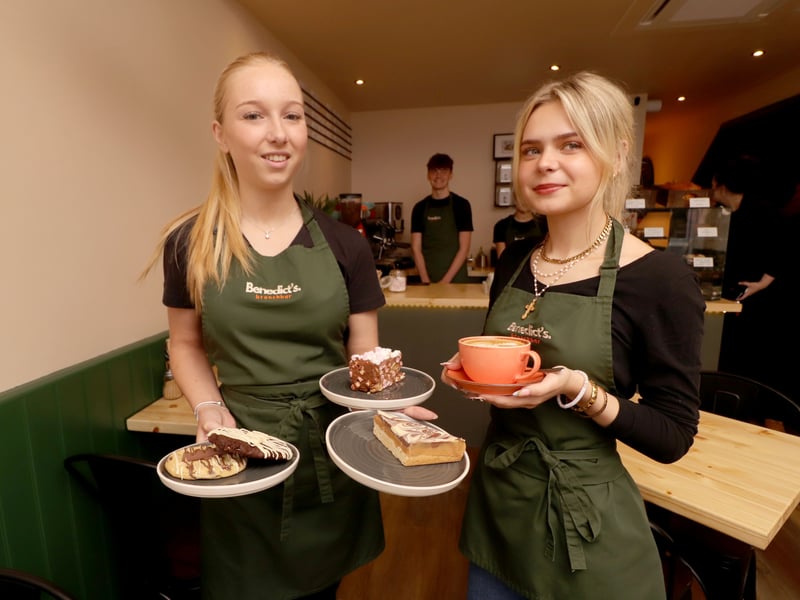 Matilda Raine and Orlaith Hardcastle with some of the treats on offer at Benedict's Brunchbar.