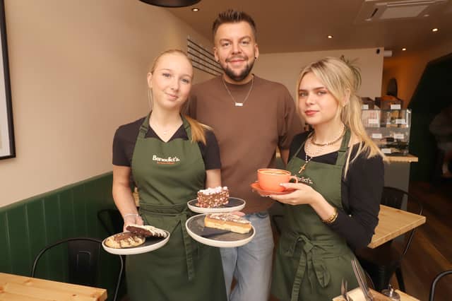 Matilda Raine and Orlaith Hardcastle with owner Ben Mayle