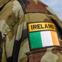 Tricolour shoulder patch of a soldier from the Irish Army 