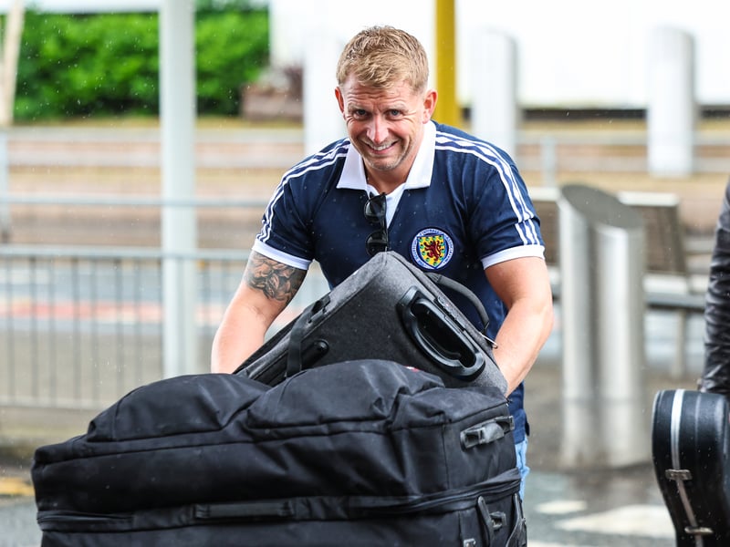 Skerryvore Tartan Army member Martin Gillespie is pictured at Glasgow Airport heading to the World Cup.