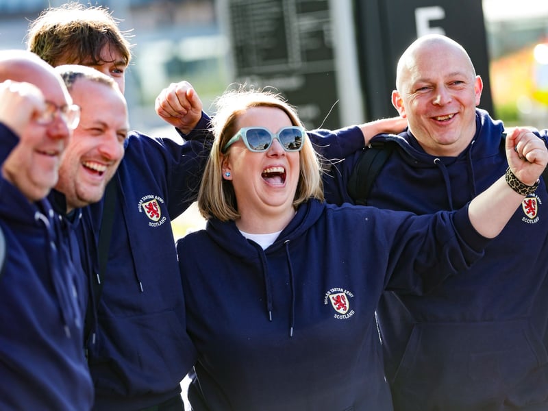 Scotland fans prepare for take off at Edinburgh Airport.