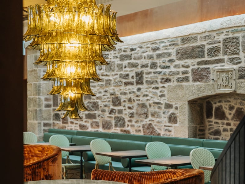 The Garden Room is the new restaurant housed in the huge new extension, and it includes the former garden wall inside.
