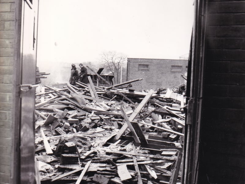 The way out... February 1980 and the exit doors open to a mass of rubble where the Capitol Ballroom once stood.