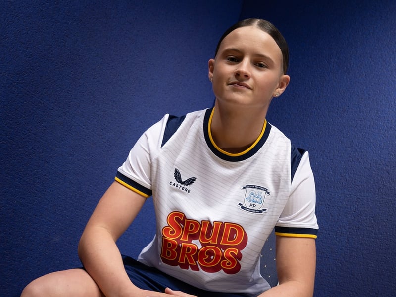 Alicia Scott in the new PNE home shirt