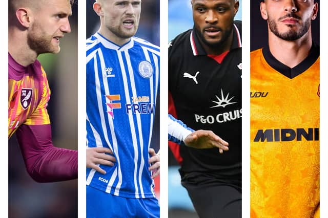 From left to right: George Long, David Watson, Cyle Larin and Raul Jimenez have all been confirmed as moving ahead of the transfer window opening on Monday.