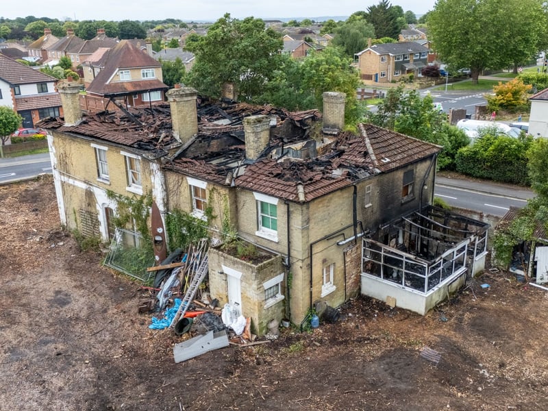 Fire has torn through an old property which was due to be dismantled and reclaimed on Privett Road in Gosport.

Pictured - The property of Privett Place with fire damage

Photos by Alex Shute
