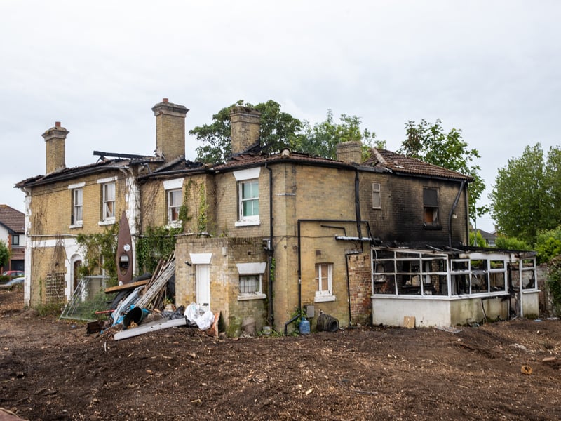 Fire has torn through an old property which was due to be dismantled and reclaimed on Privett Road in Gosport.
Pictured - The property of Privett Place with fire damage
Photos by Alex Shute