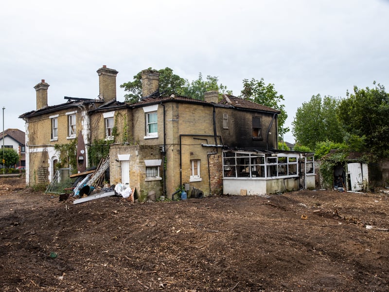Fire has torn through an old property which was due to be dismantled and reclaimed on Privett Road in Gosport.
Pictured - The property of Privett Place with fire damage
Photos by Alex Shute