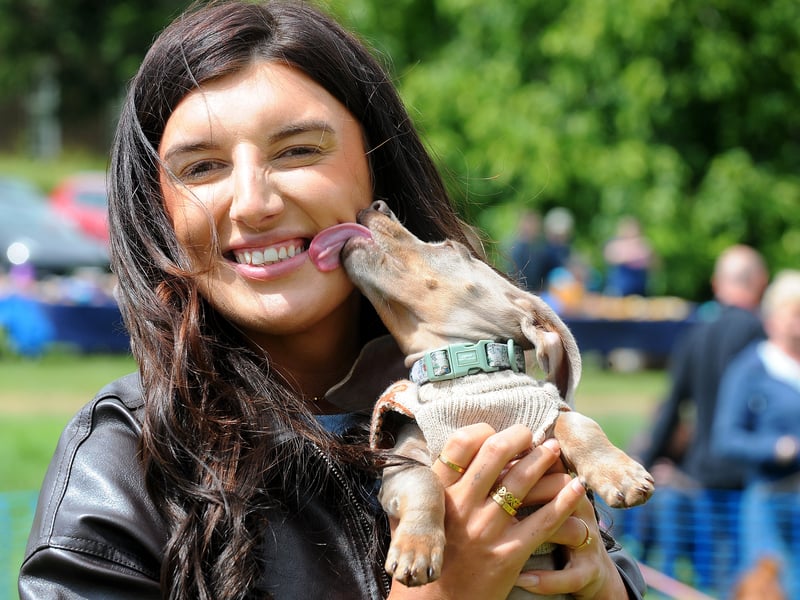 Bethany Higgins of Wakefield with Cutest Puppy Brian, a miniature Dachshund 