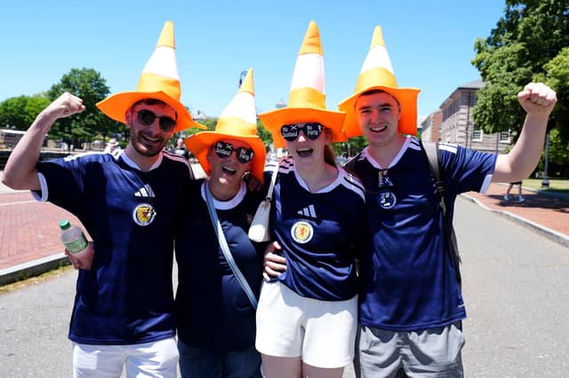 Scotland fans outside The Anchor in Charlestown.