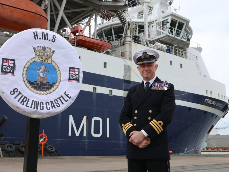 HMS Stirling Castle was welcomed into the Royal Navy fleet following a glorious ceremony in Portsmouth.