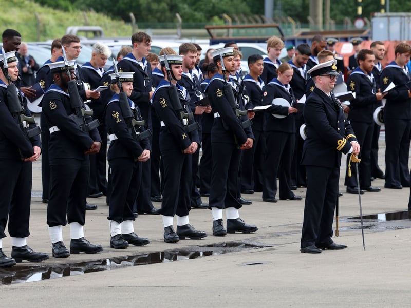 Ship's company on parade during the commissioning.
